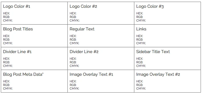 Blog Style Guide Colors
