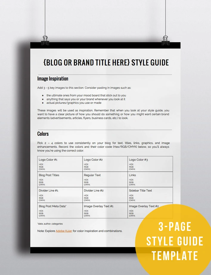 Free Blog Style Guide Template or Brand Style Guide Template