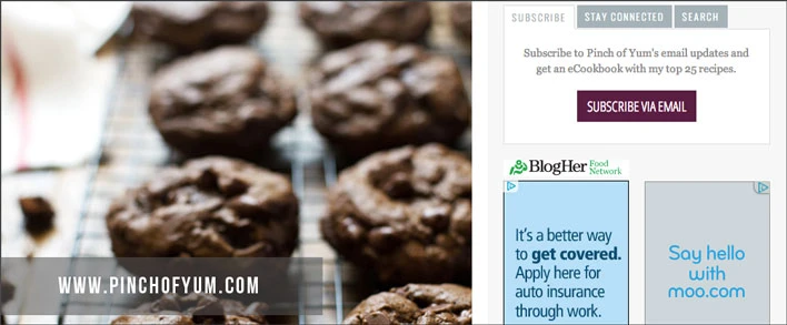 Pay Per Impression ad network in use on the Pinch of Yum blog