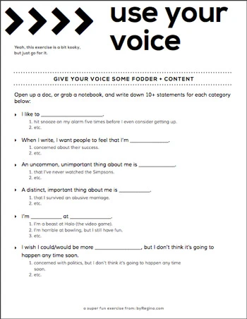 Use Your Voice Worksheet and Exercise