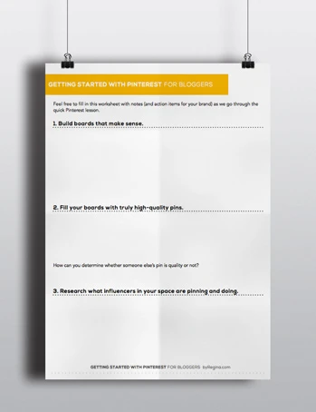 Pinterest for Bloggers worksheet byRegina