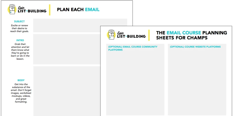 Free email course planning worksheets